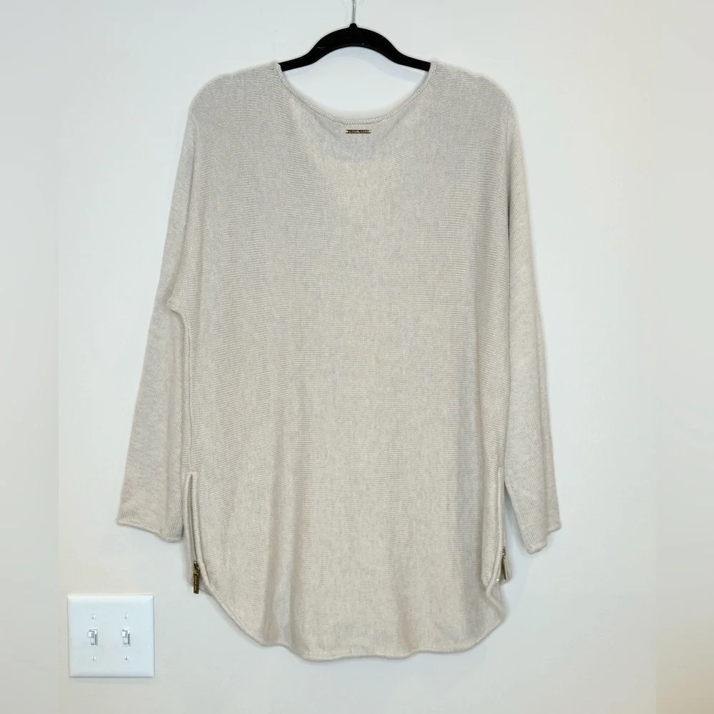 🔥Michel Kors  Beige Knit Sweater Sz L Zipper design🔥
